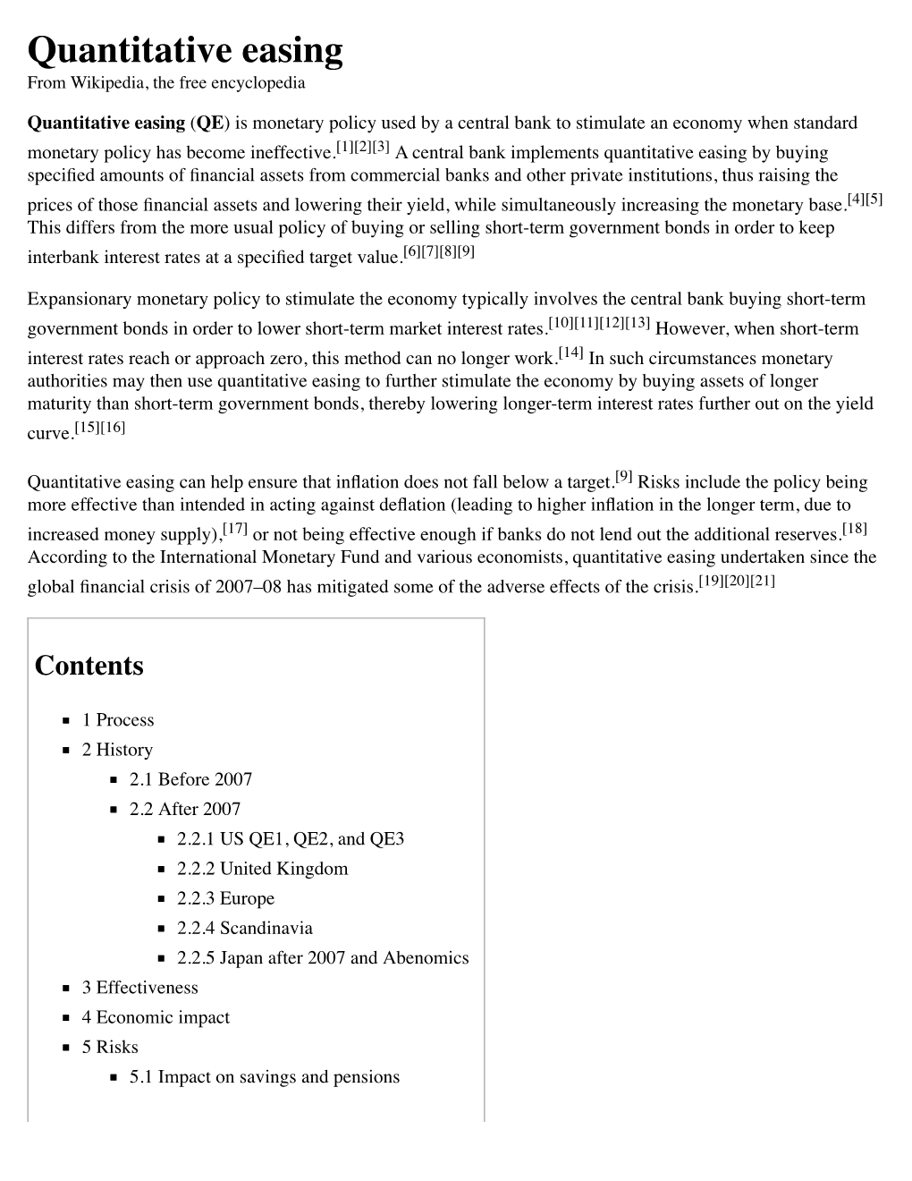 Quantitative Easing from Wikipedia, the Free Encyclopedia