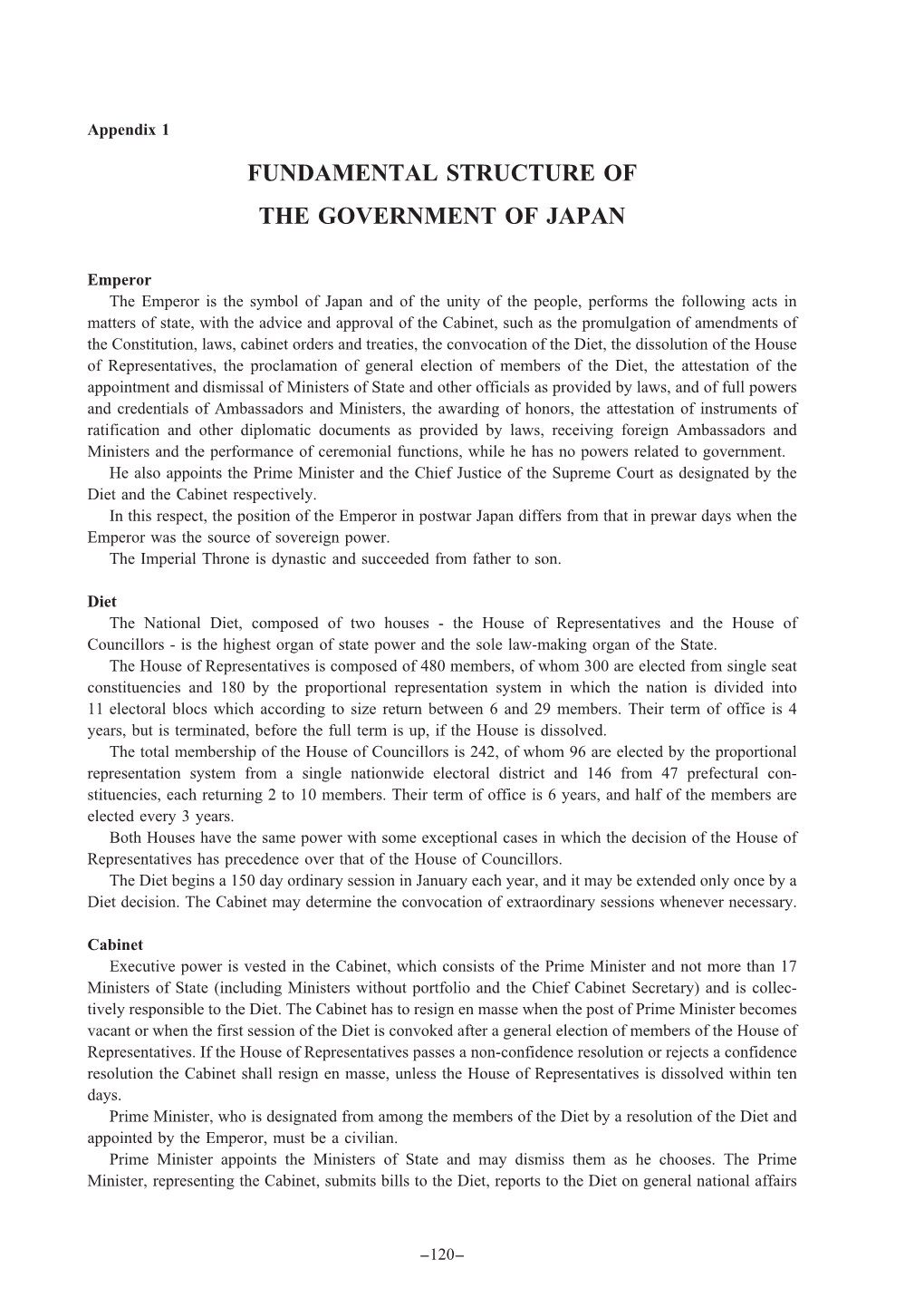 Fundamental Structure of the Government of Japan