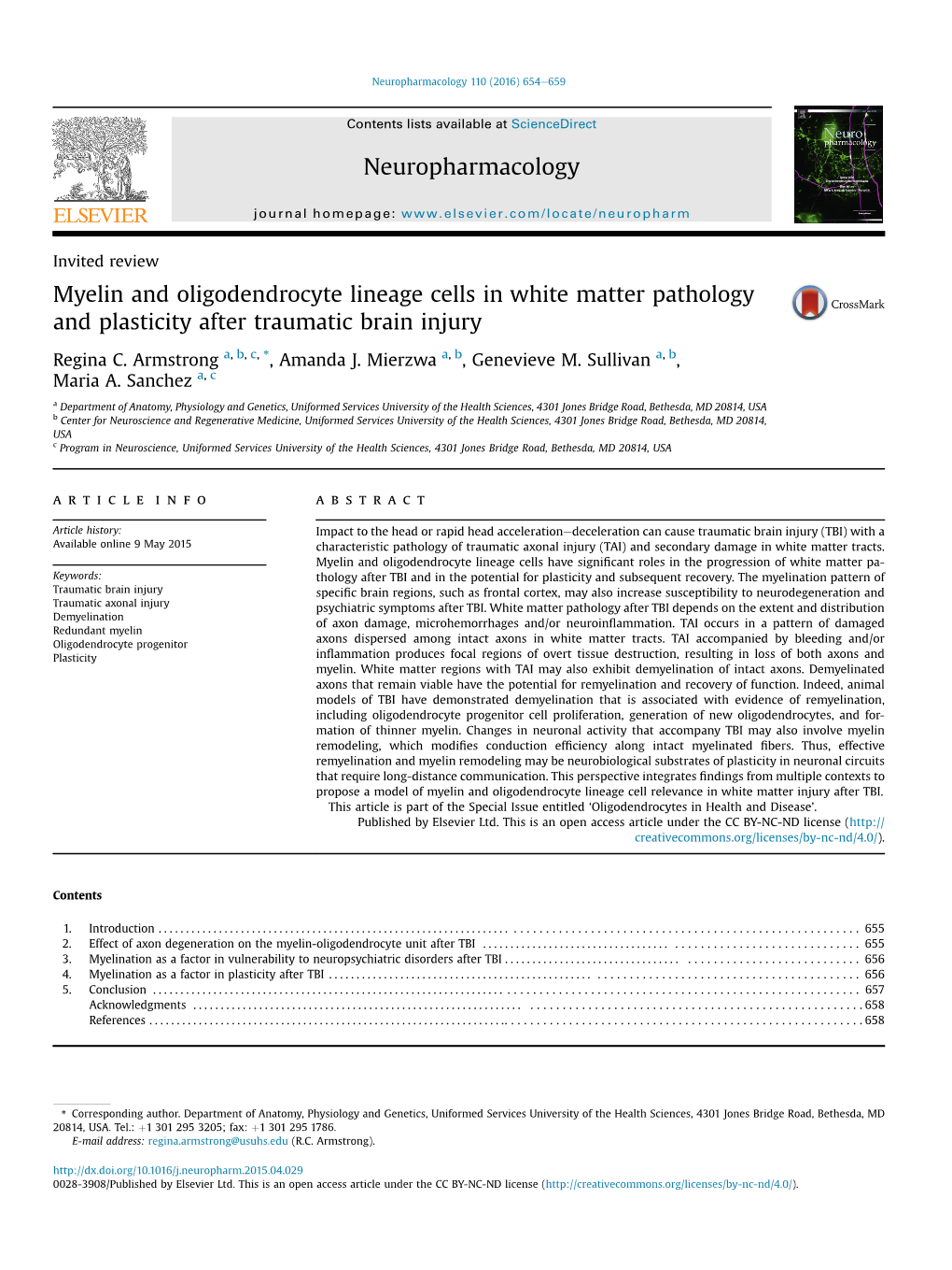 Myelin and Oligodendrocyte Lineage Cells in White Matter Pathology and Plasticity After Traumatic Brain Injury