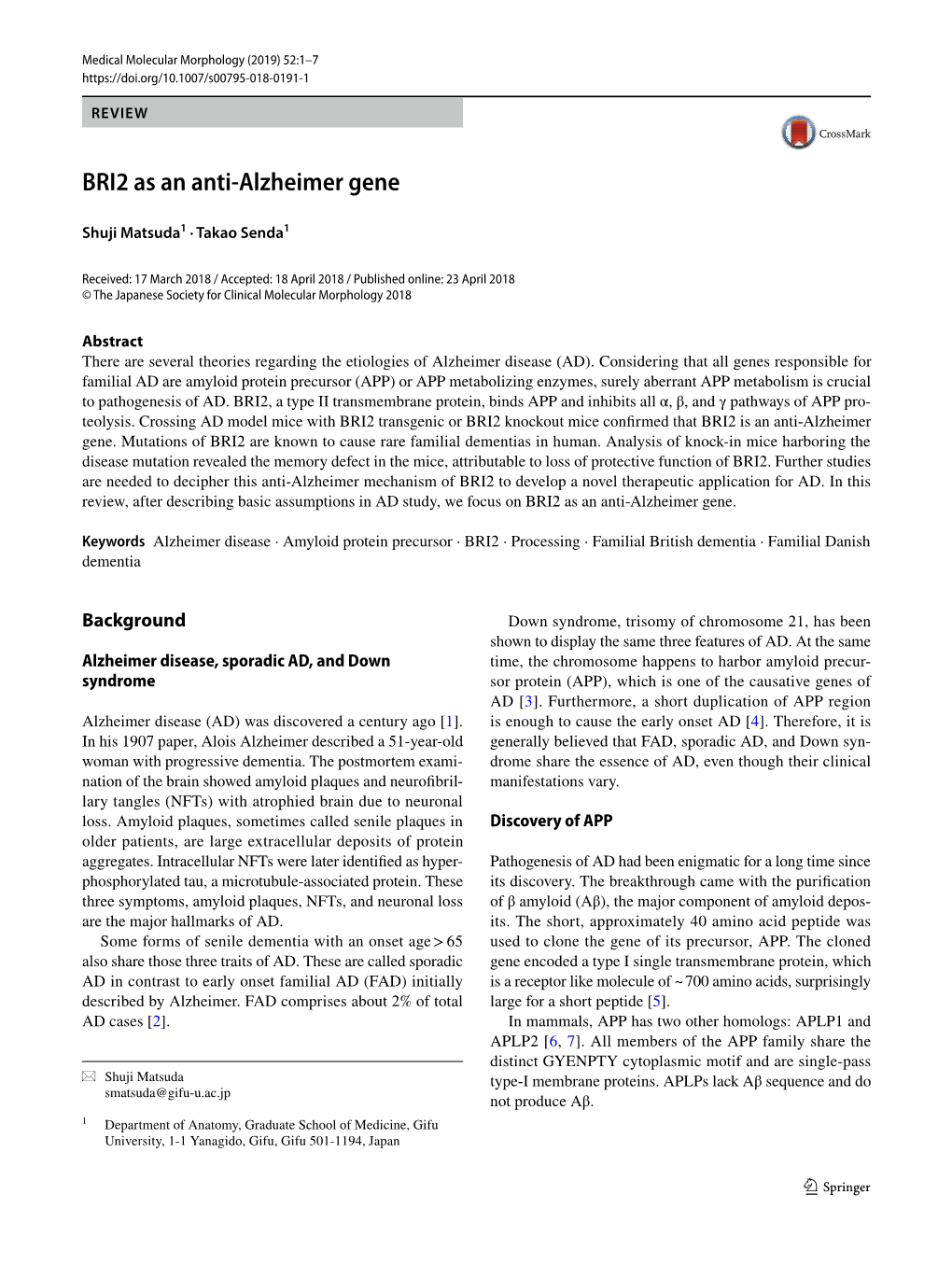 BRI2 As an Anti-Alzheimer Gene