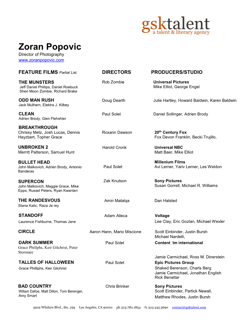 Zoran Popovic Resume