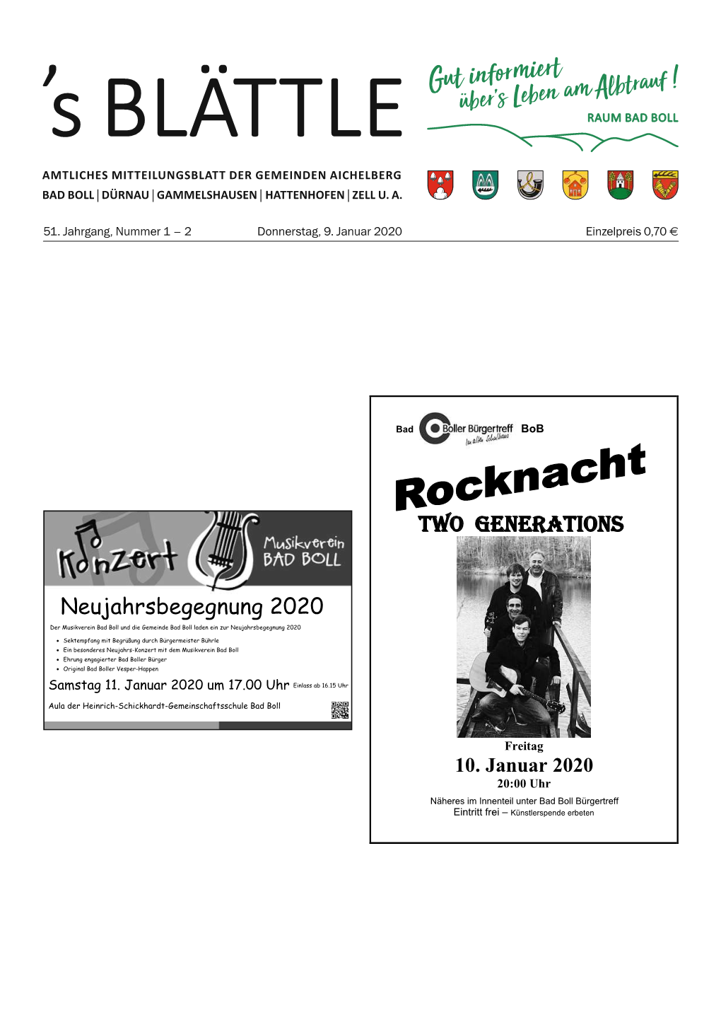 Mitteilungsblatt Der KW 1-2/2020, Ausgabe Vom 09.01.2020