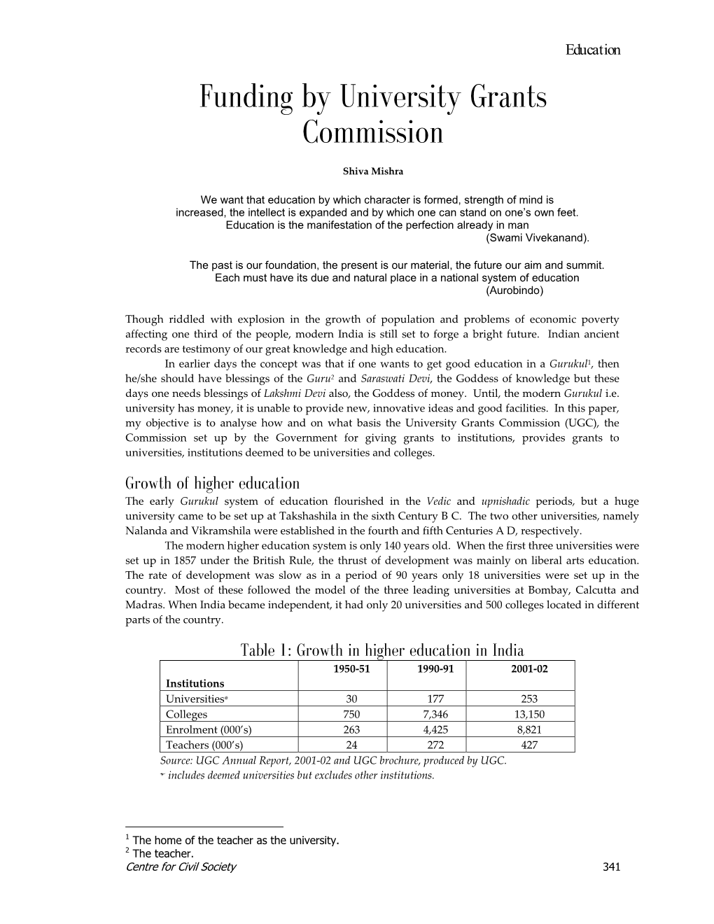 Funding by University Grants Commission