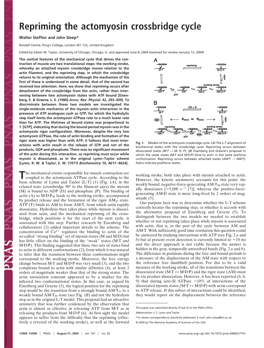 Repriming the Actomyosin Crossbridge Cycle