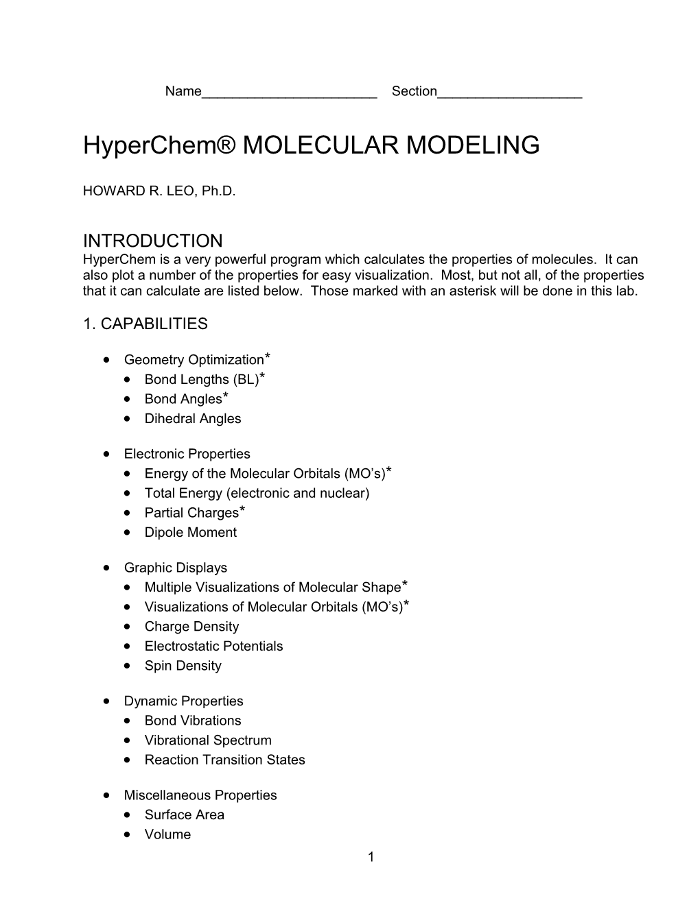Hyperchem MOLECULAR MODELING
