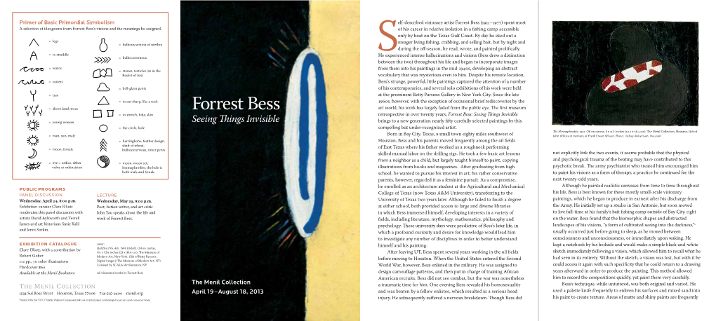 Forrest Bess (1911–1977) Spent Most a Selection of Ideograms from Forrest Bess’S Visions and the Meanings He Assigned