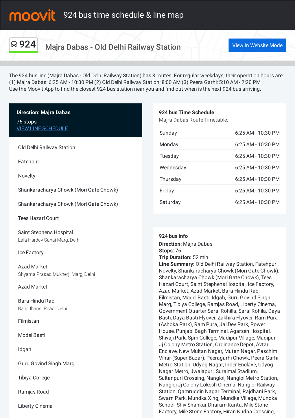 924 Bus Time Schedule & Line Route