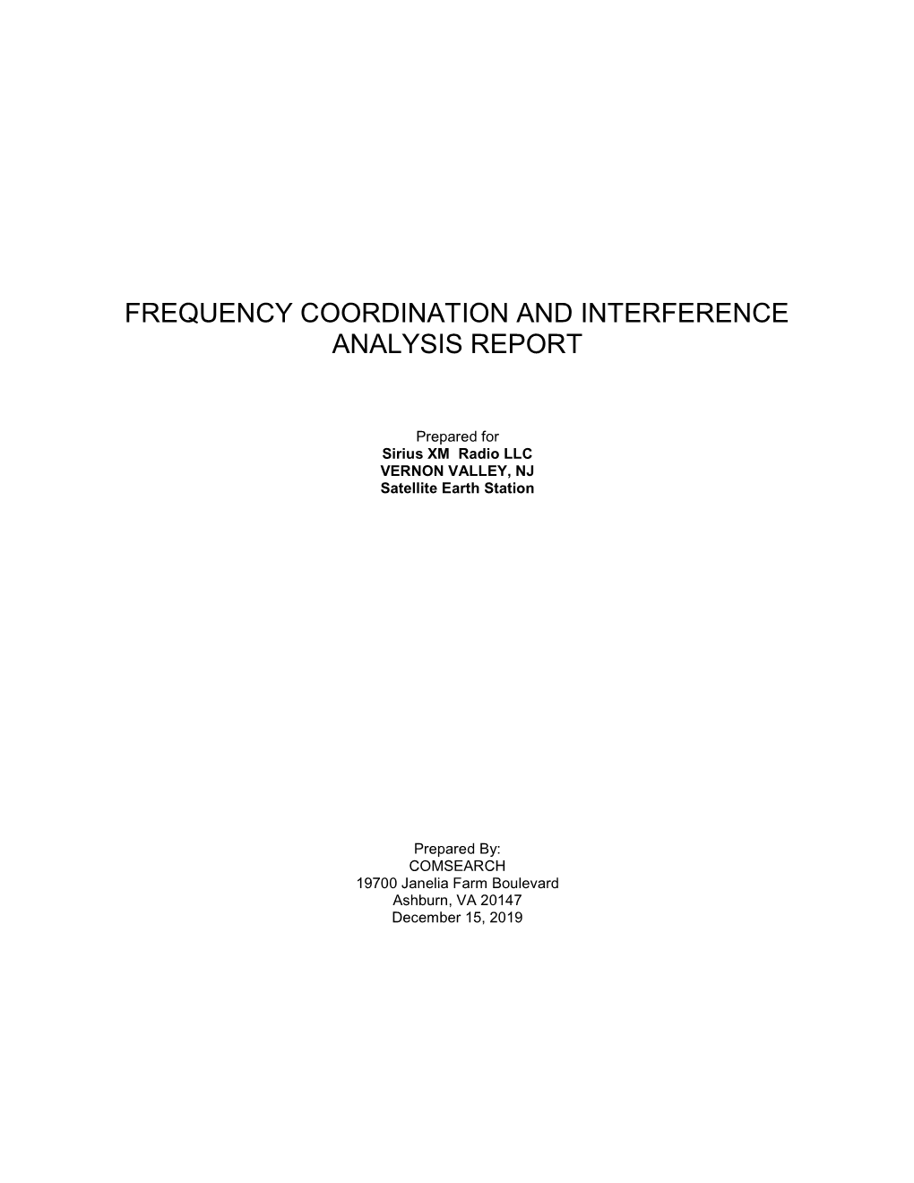 Frequency Coordination and Interference Analysis Report