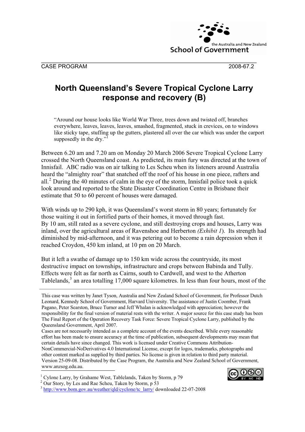 North Queensland's Severe Tropical Cyclone Larry Response and Recovery