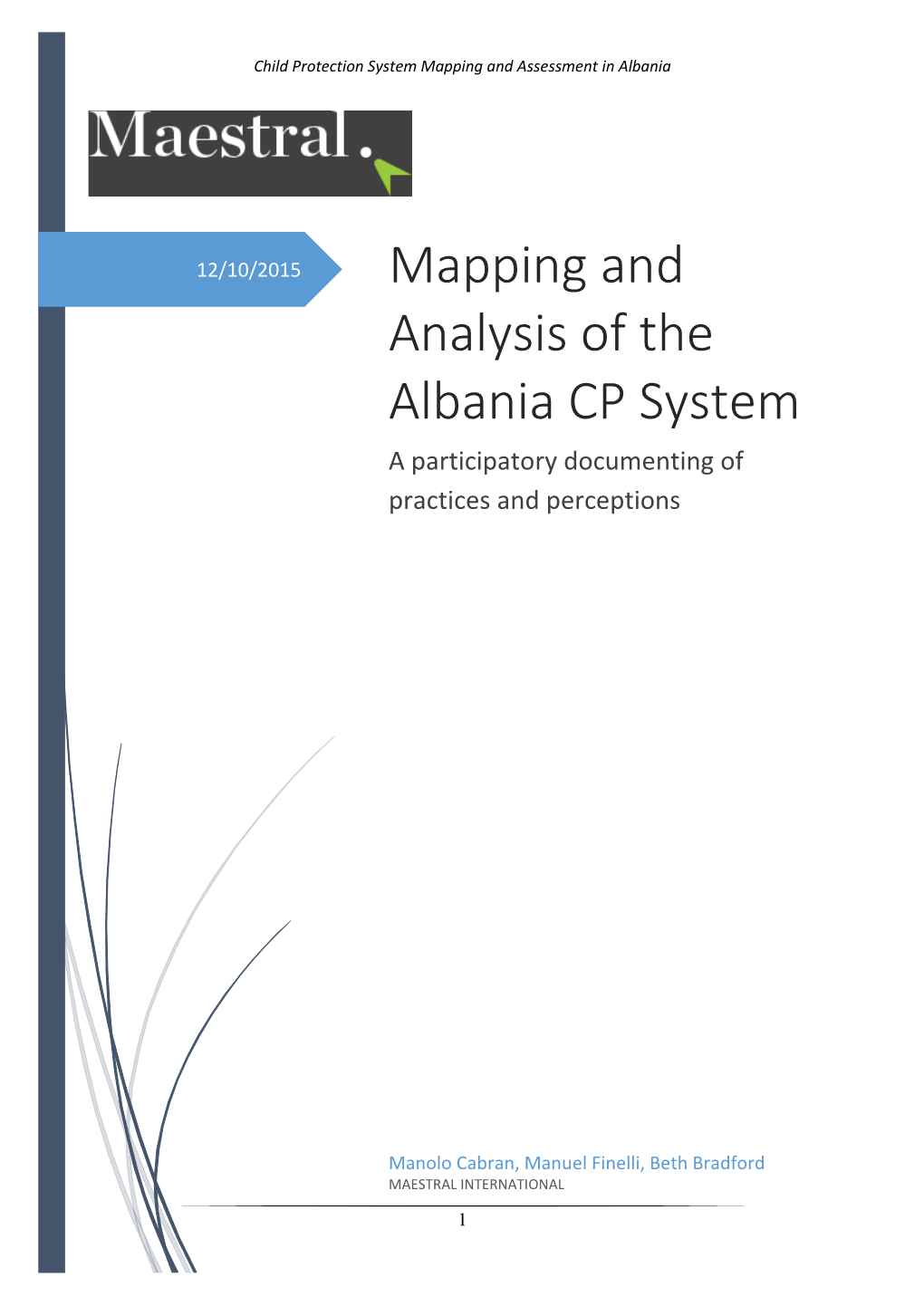 Mapping and Analysis of the Albania CP System a Participatory Documenting of Practices and Perceptions