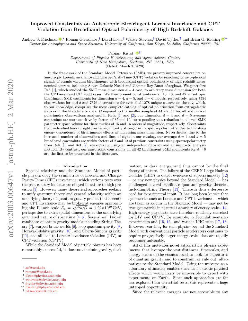 Improved Constraints on Anisotropic Birefringent Lorentz Invariance and CPT Violation from Broadband Optical Polarimetry of High Redshift Galaxies