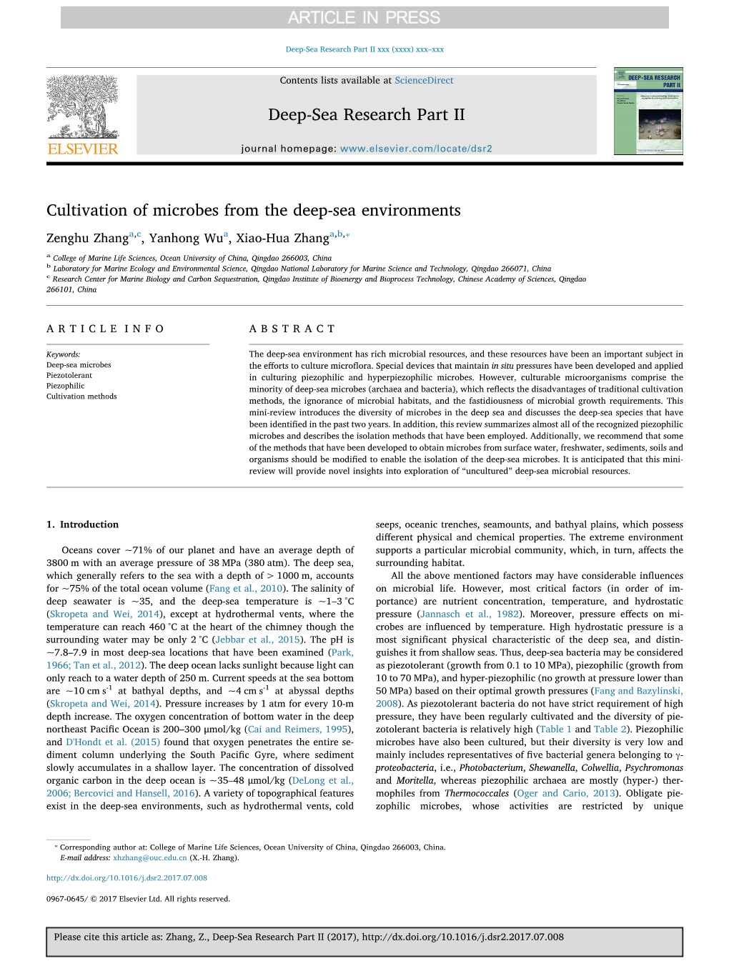 Cultivation of Microbes from the Deep-Sea Environments