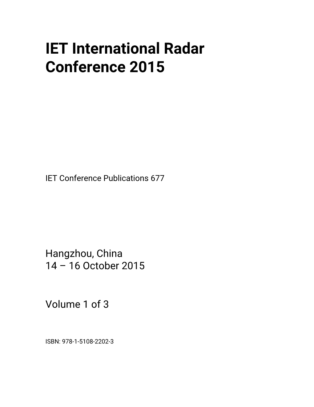 IET International Radar Conference 2015