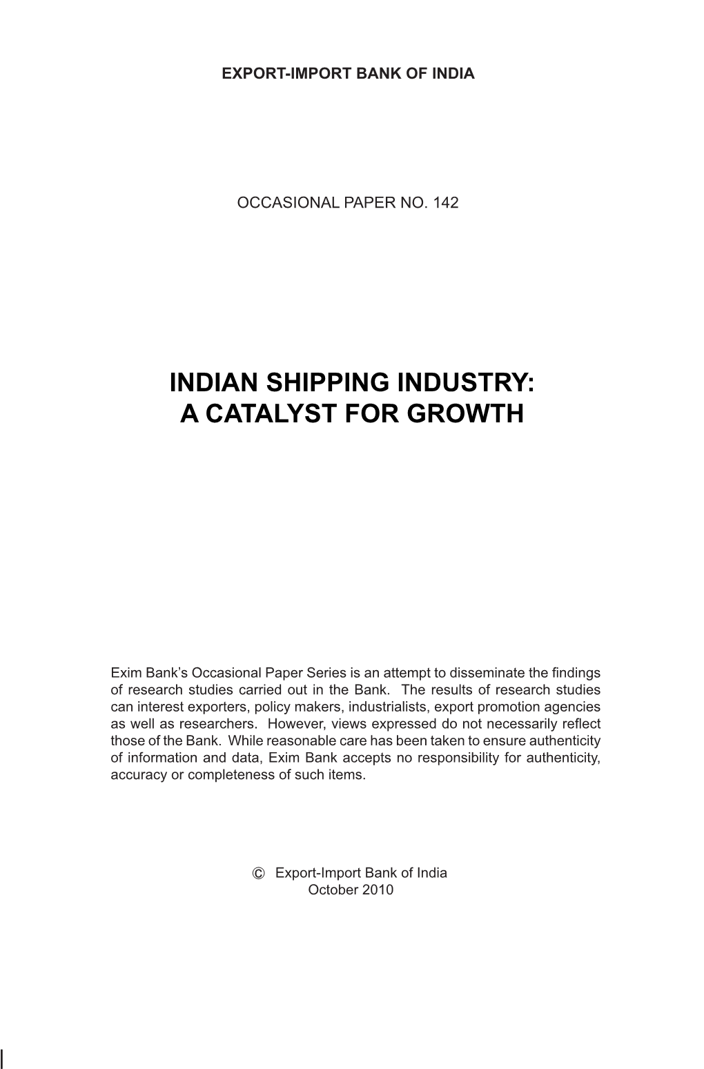 Indian Shipping Industry: a Catalyst for Growth