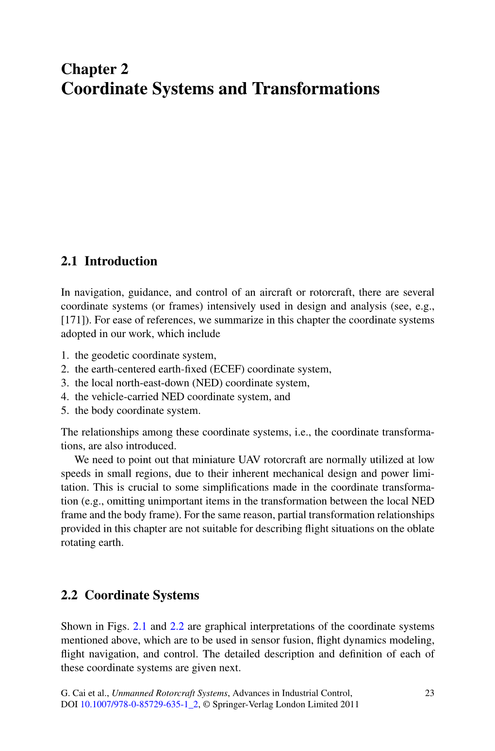 Coordinate Systems and Transformations