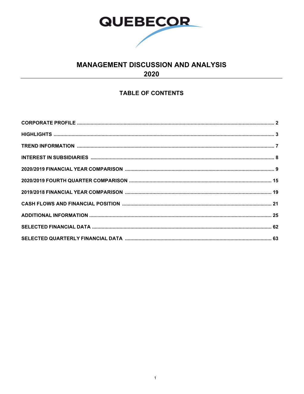 Management Discussion and Analysis 2020