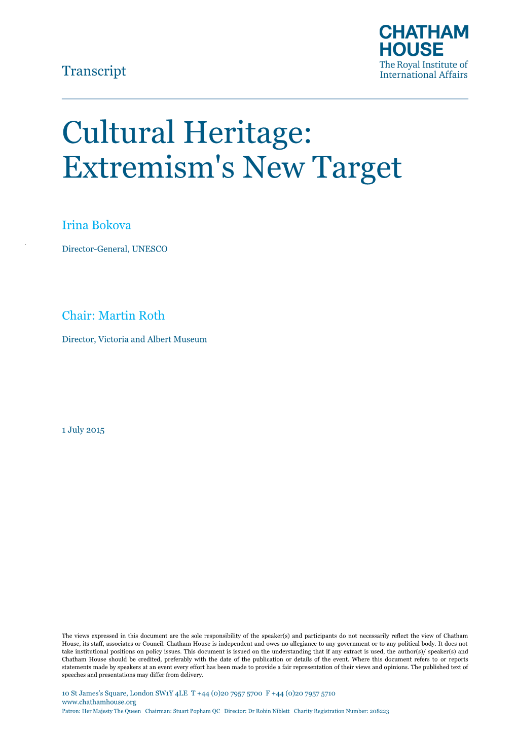 Cultural Heritage: Extremism's New Target