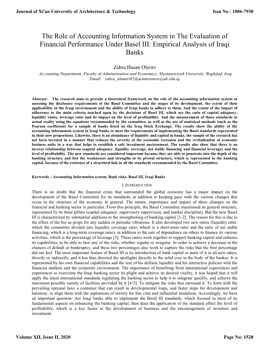 Empirical Analysis of Iraqi Banks