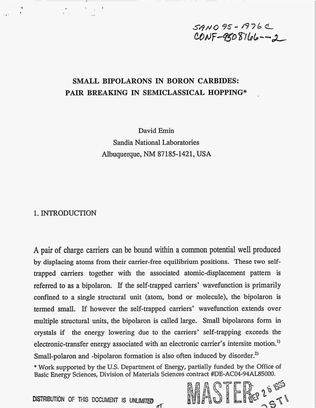 A Pair of Charge Carriers Can Be Bound Within a Common Potential Well Produced by Displacing Atoms from Their Carrier-Free Equilibrium Positions