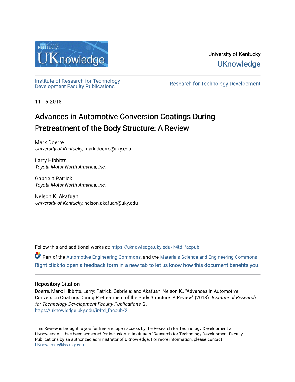 Advances in Automotive Conversion Coatings During Pretreatment of the Body Structure: a Review