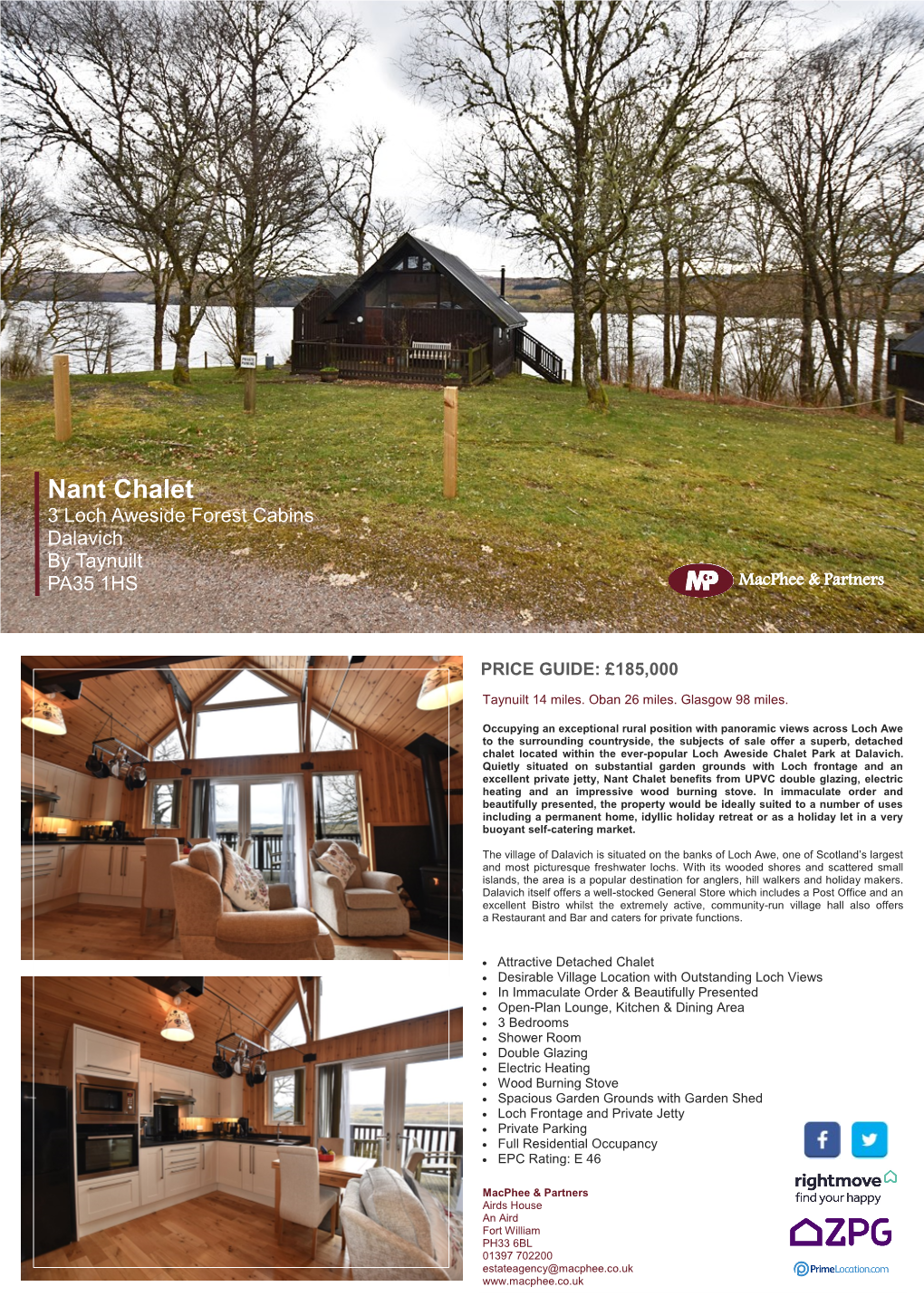 Nant Chalet 3 Loch Aweside Forest Cabins Dalavich by Taynuilt PA35 1HS Macphee & Partners