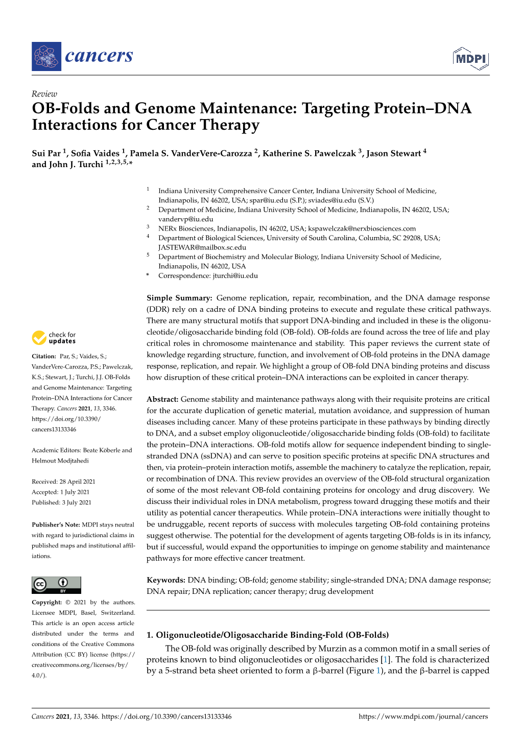 Targeting Protein–DNA Interactions for Cancer Therapy