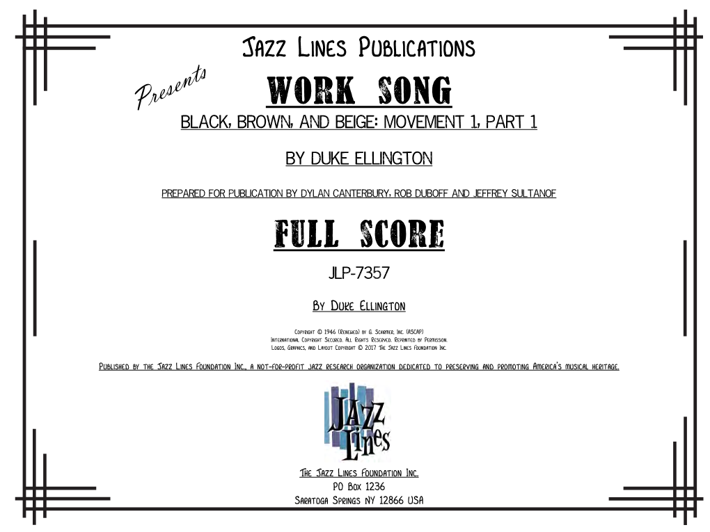 Work Song Full Score