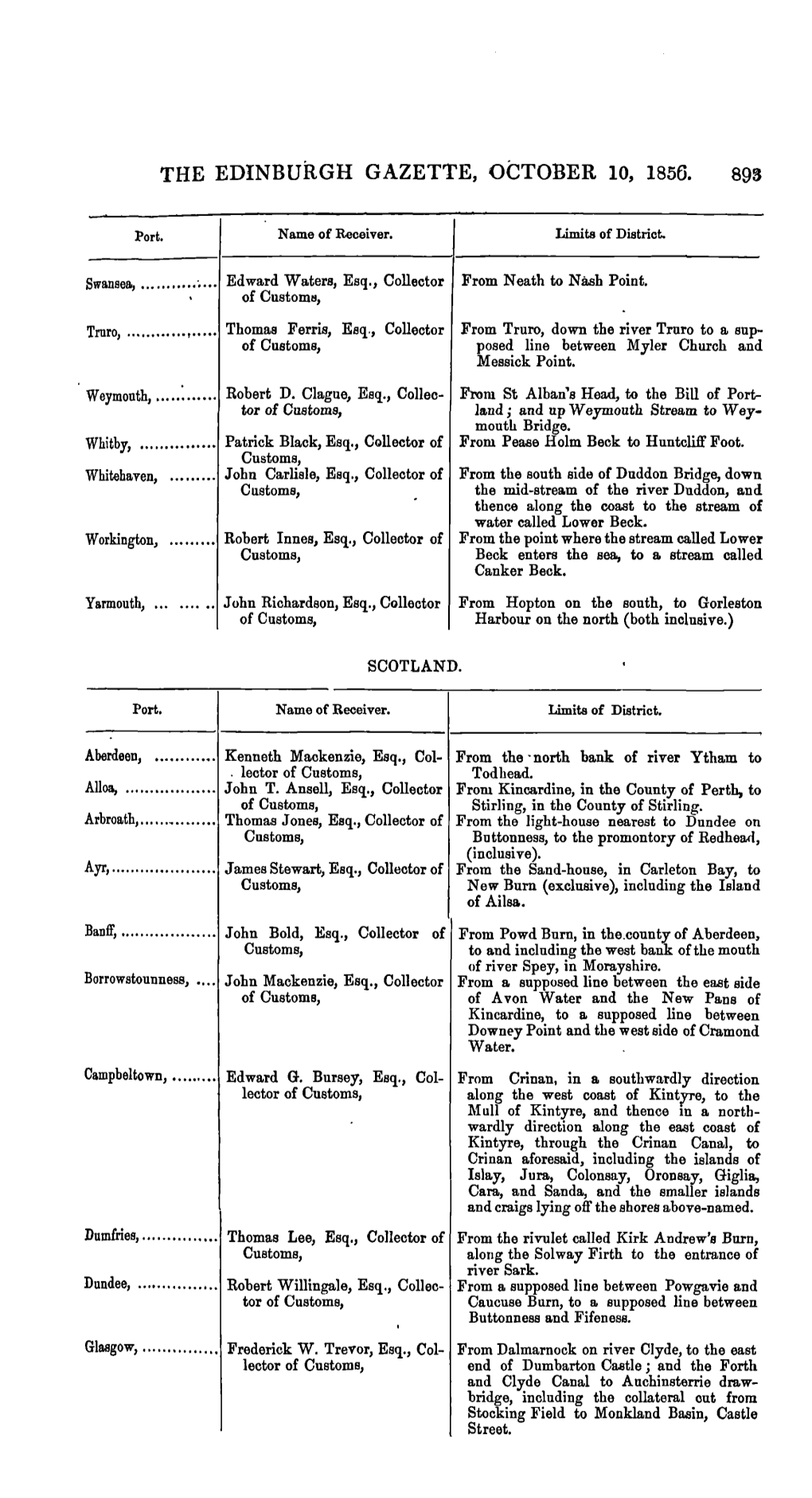 The Edinburgh Gazette, October 10, 1856. 893