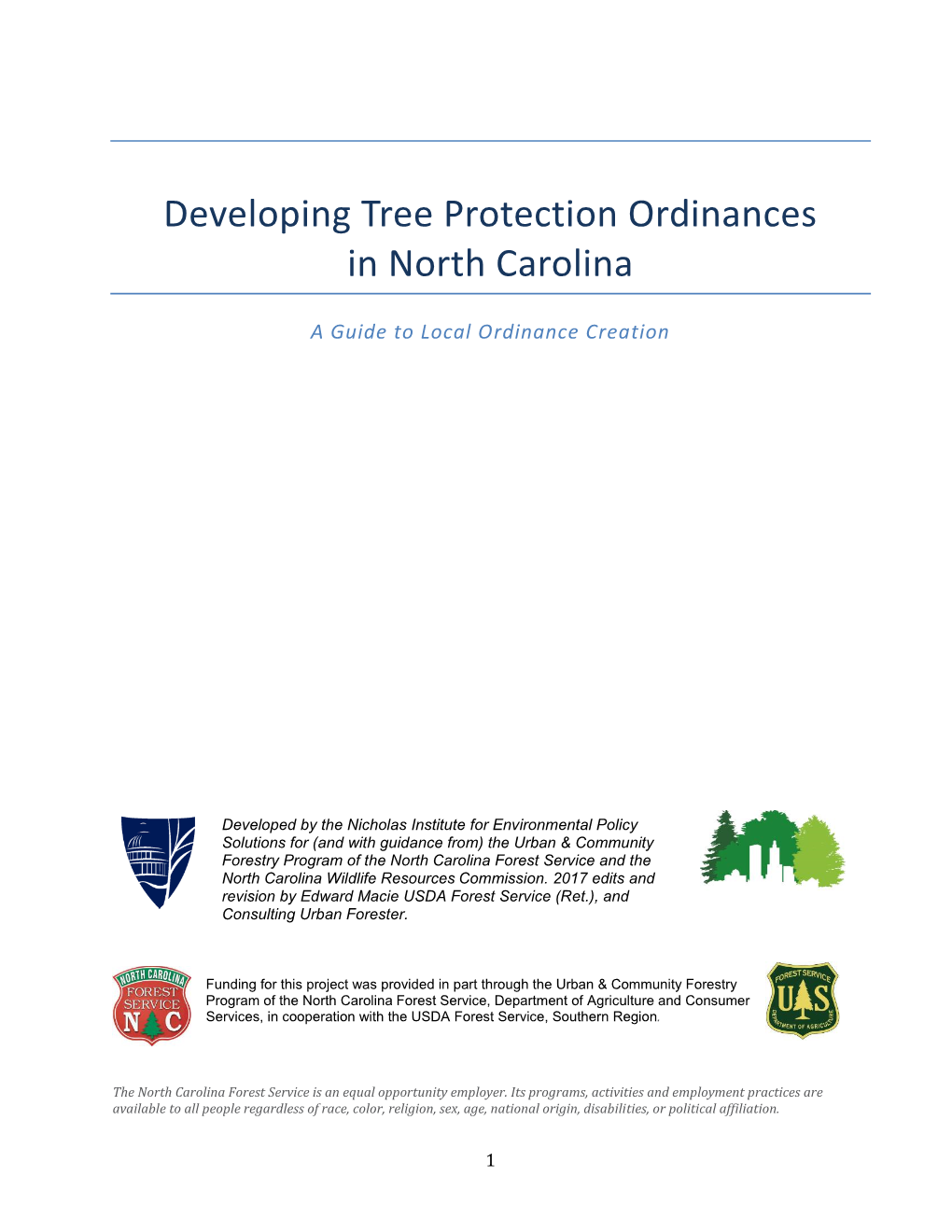 NC Guide to Developing Tree Protection Ordinances