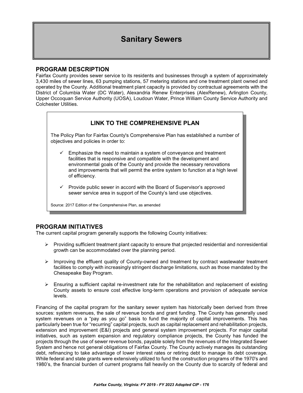 Sanitary Sewers / FY 2019