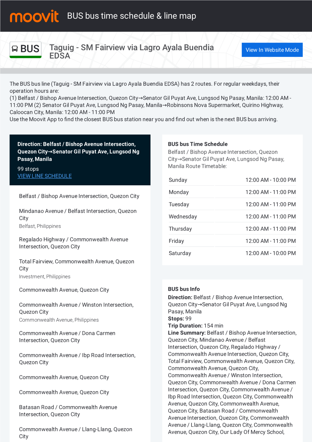 BUS Bus Time Schedule & Line Route