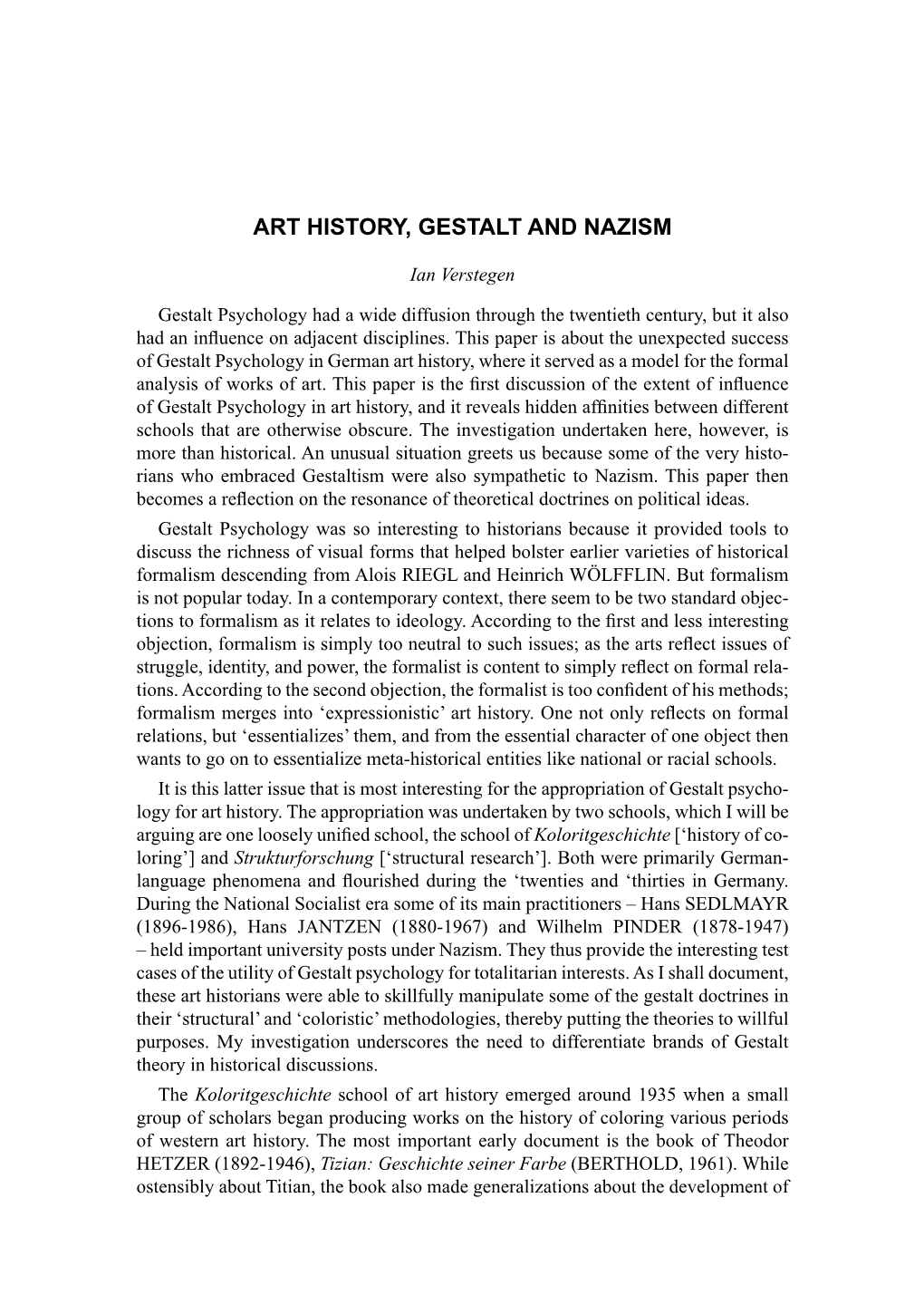 Art History, Gestalt and Nazism 135