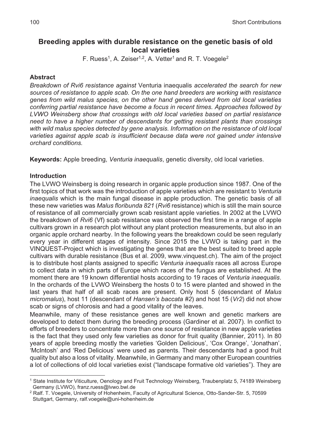 Breeding Apples with Durable Resistance on the Genetic Basis Of