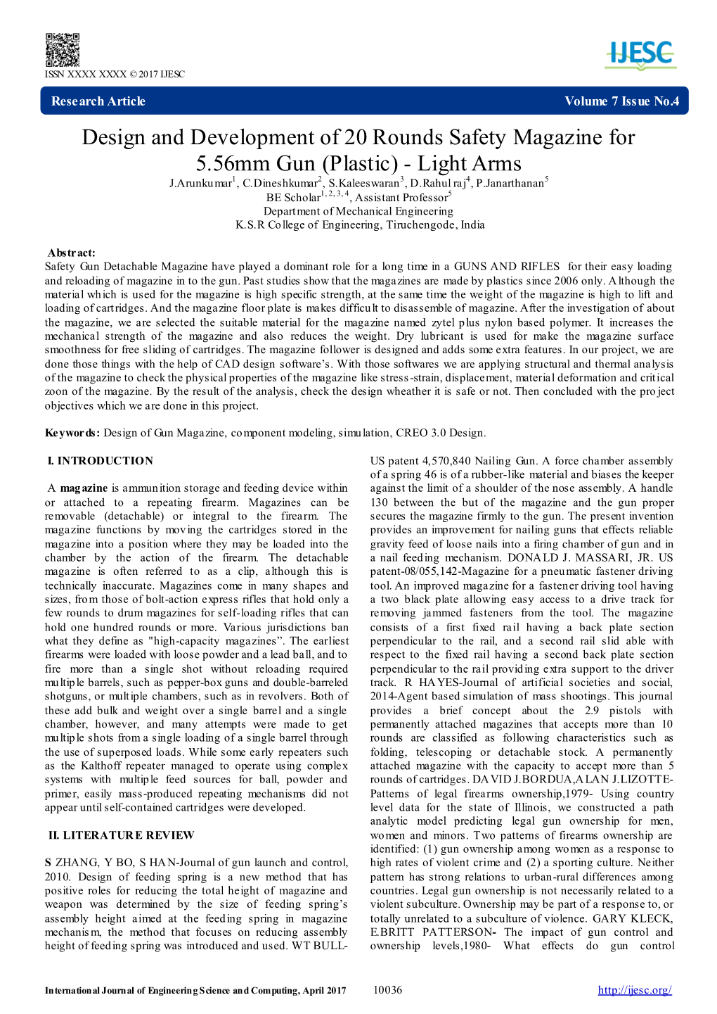 Design and Development of 20 Rounds Safety Magazine for 5.56Mm