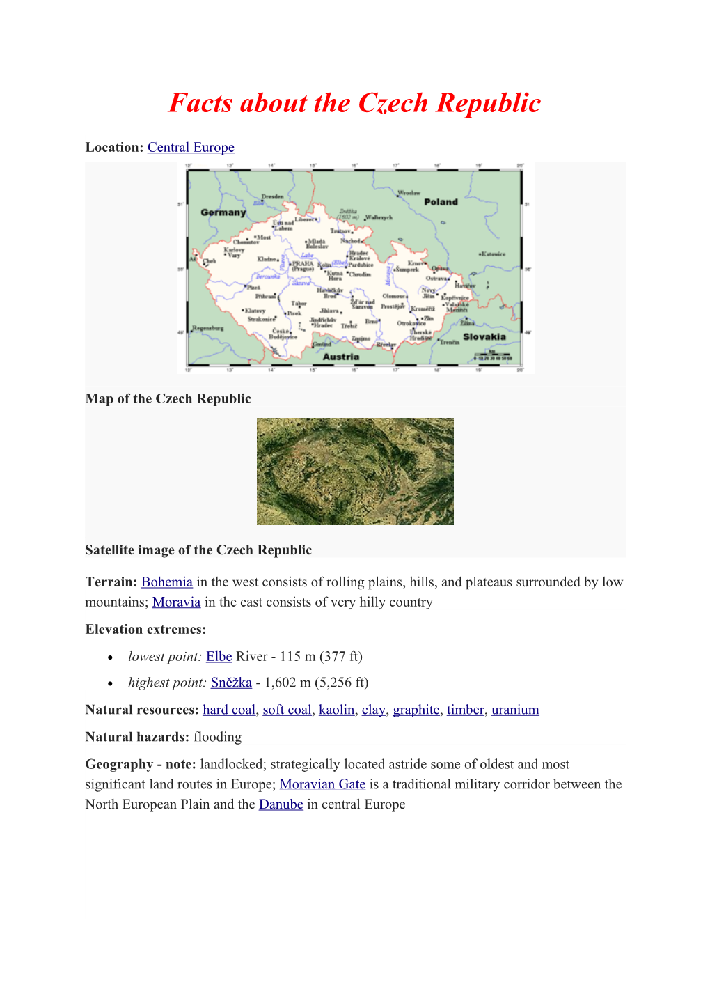 Facts About the Czech Republic