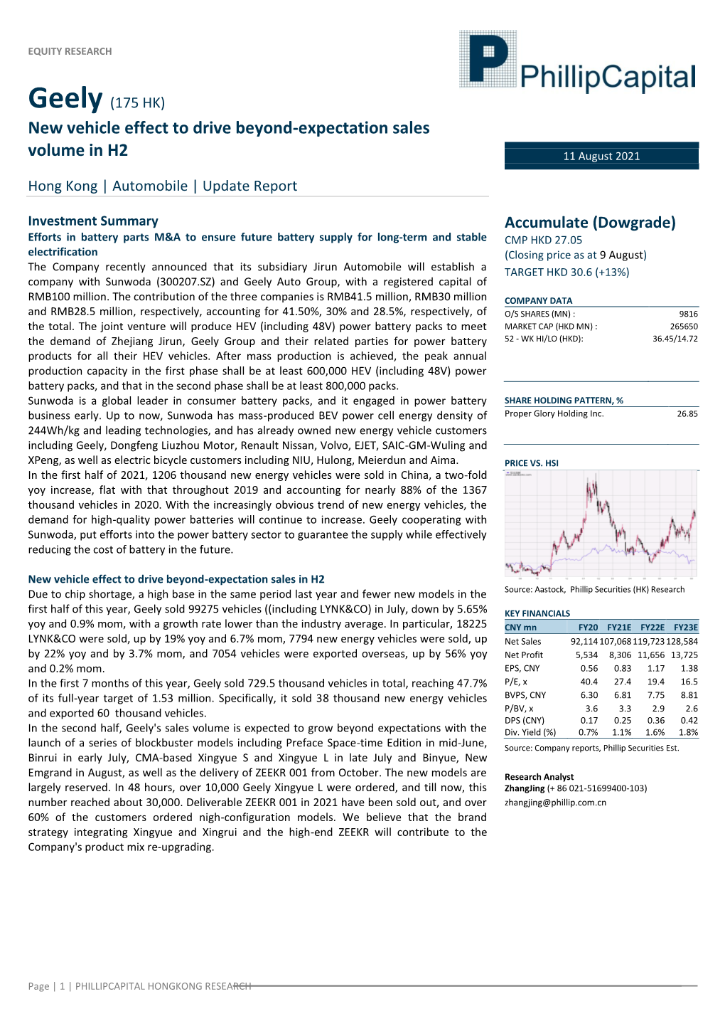 New Vehicle Effect to Drive Beyond-Expectation Sales Volume in H2 11 August 2021