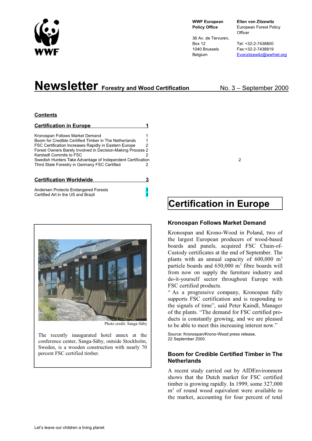 Newsletter Forestry and Wood Certification s1