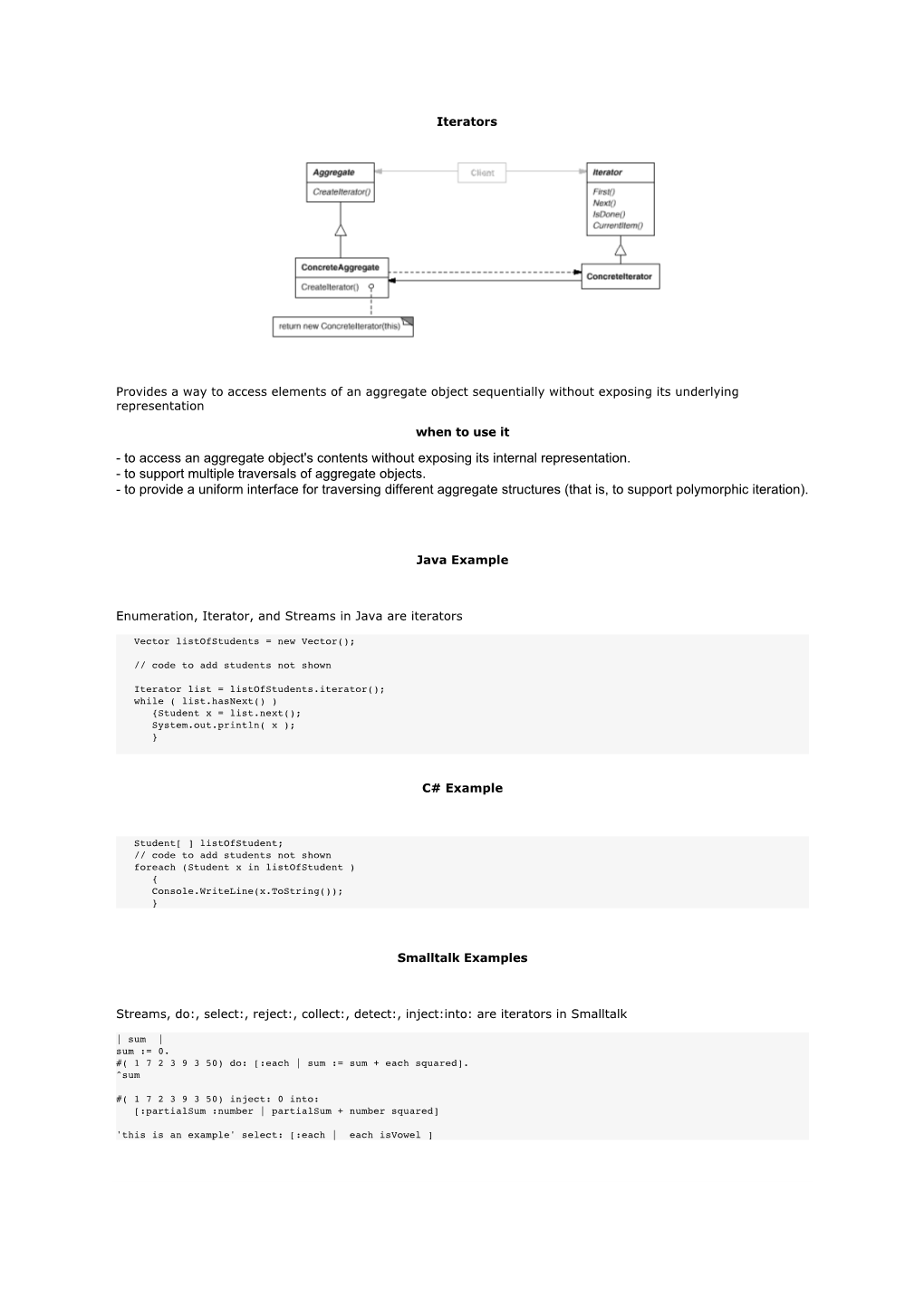 To Access an Aggregate Object's Contents Without Exposing Its Internal Representation