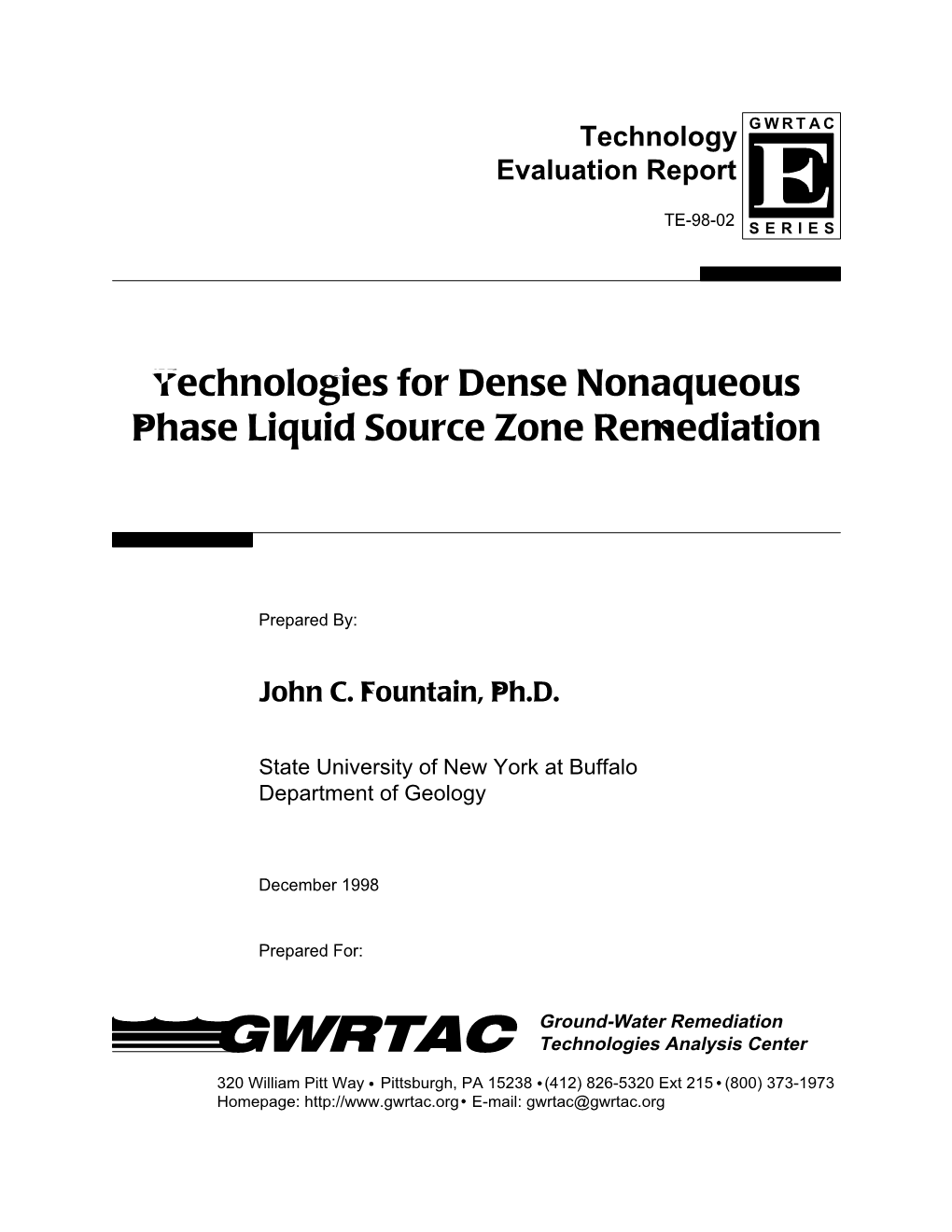 Technologies for Dense Nonaqueous Phase Liquid Source Zone Remediation