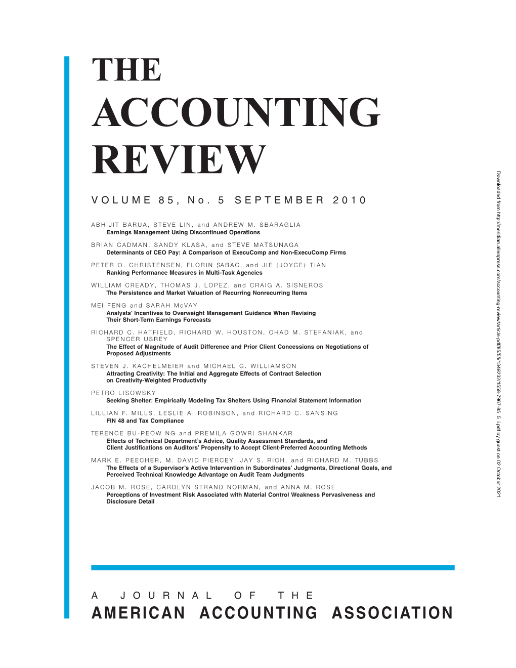 Accounting Review, Accounting Horizons, and Issues in Accounting Education