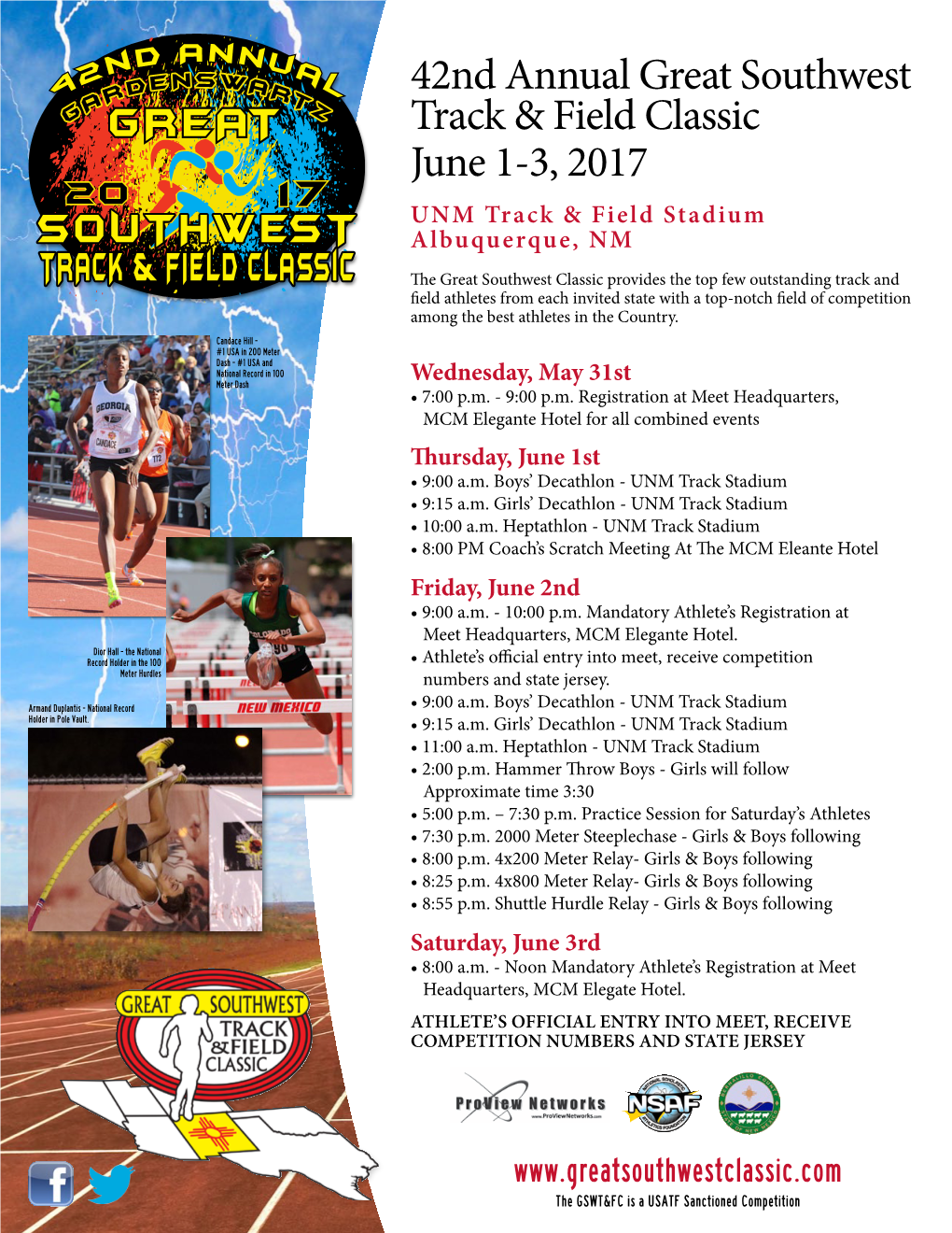 42Nd Annual Great Southwest Track & Field Classic June 1-3, 2017