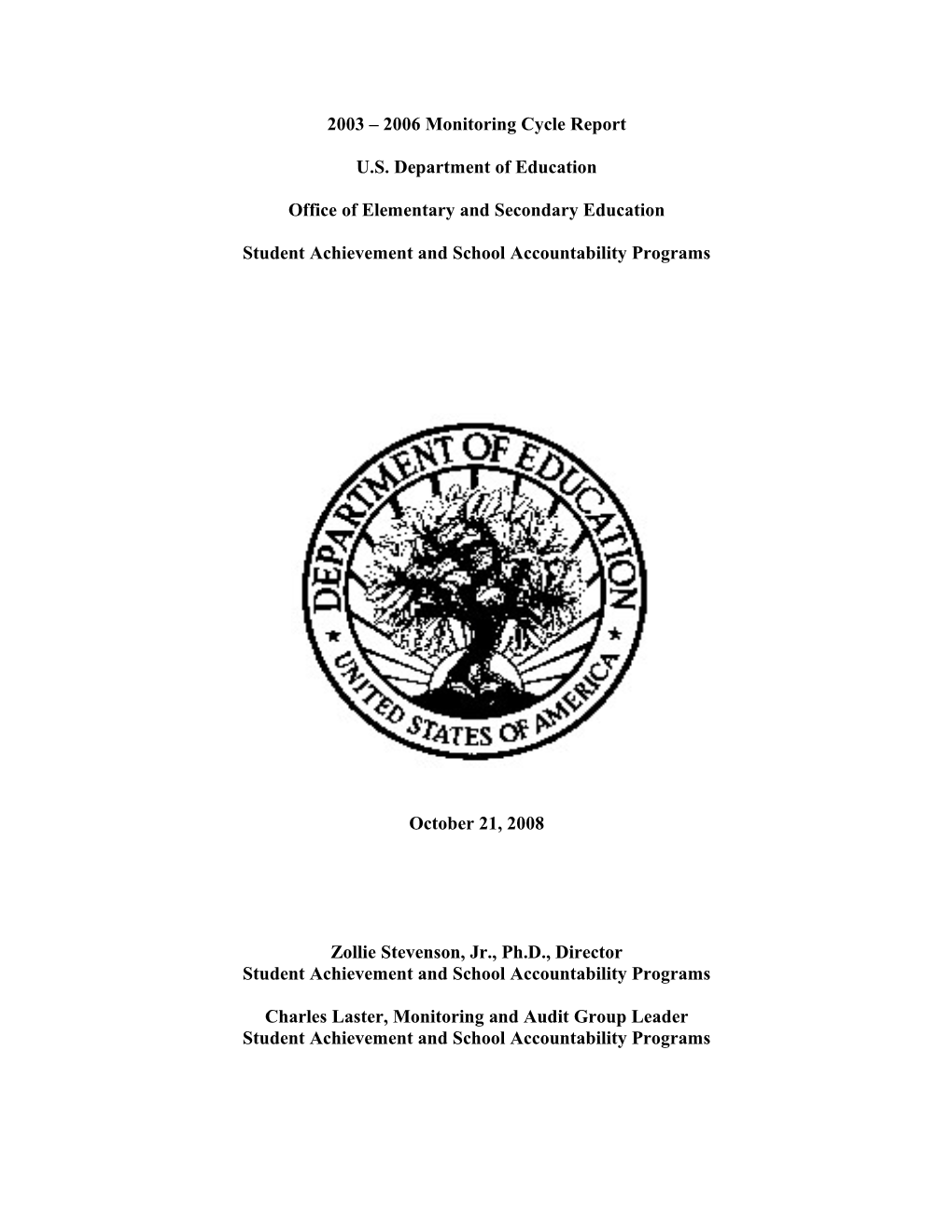 2003-2006 Monitoring Cycle Report: OESE/SASA Programs (MS Word)