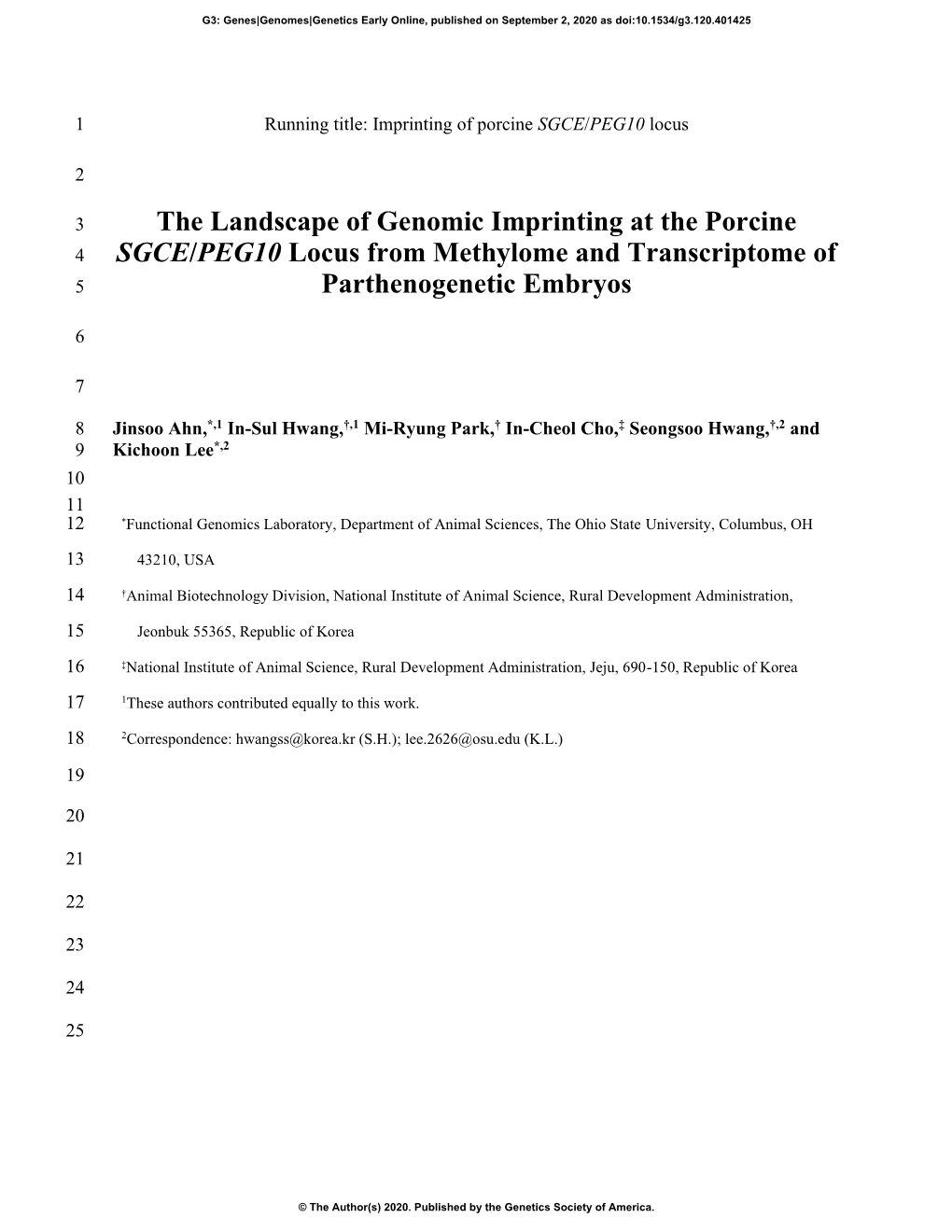 The Landscape of Genomic Imprinting at the Porcine SGCE/PEG10 Locus