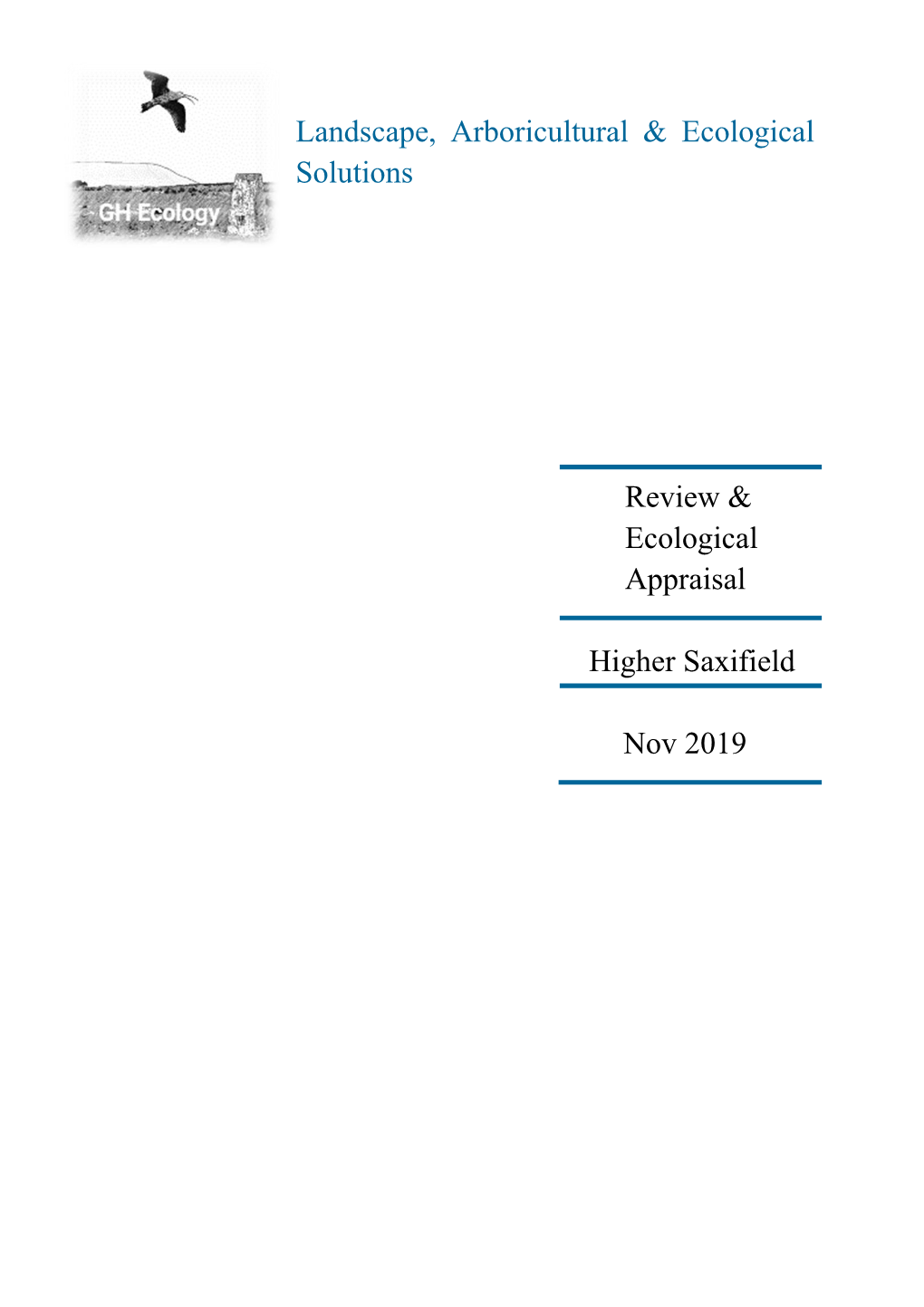 Review & Ecological Appraisal Higher Saxifield Nov 2019