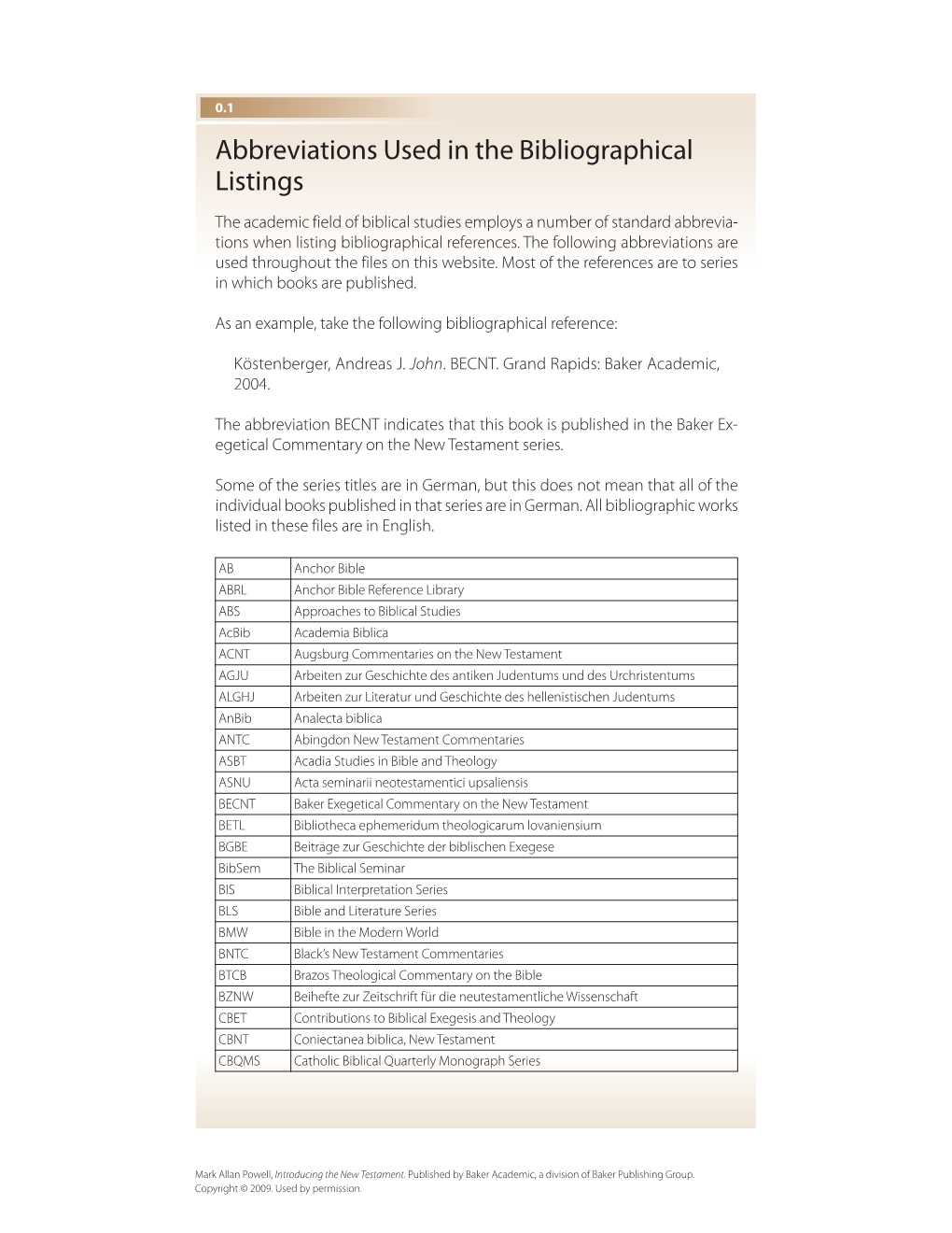 Abbreviations Used in the Bibliographical Listings