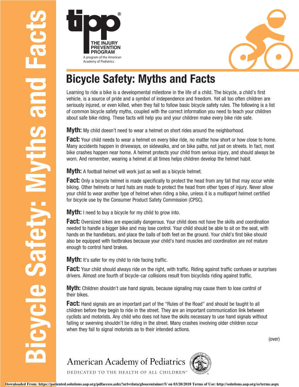 Bicycle Safety: Myths and Facts Bicycle Safety: Myths and Facts and Myths Safety: Bicycle Fact: Myth: Enoughcontroltohandbrakes