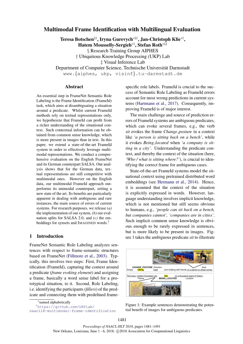 Multimodal Frame Identification with Multilingual Evaluation