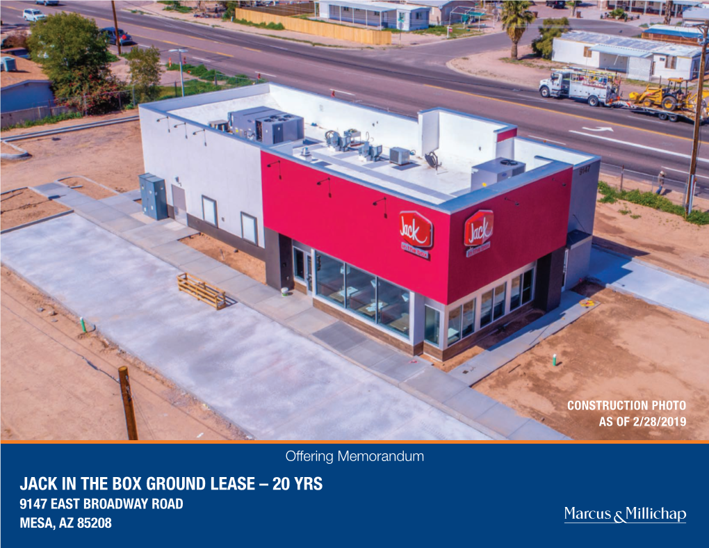 JACK in the BOX GROUND LEASE – 20 YRS 9147 EAST BROADWAY ROAD MESA,Lakewood, AZ 85208 CO AERIAL PHOTO JACK in the BOX GROUND LEASE – 20 YRS