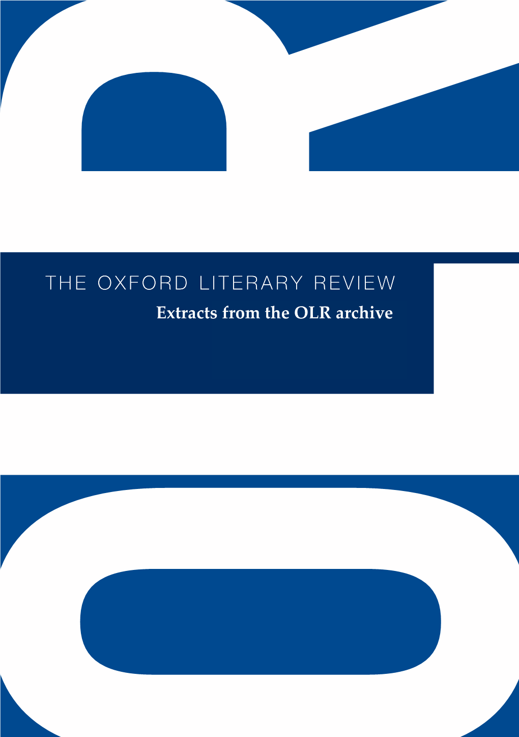 The Oxford Literary Review the Oxford Literary Review