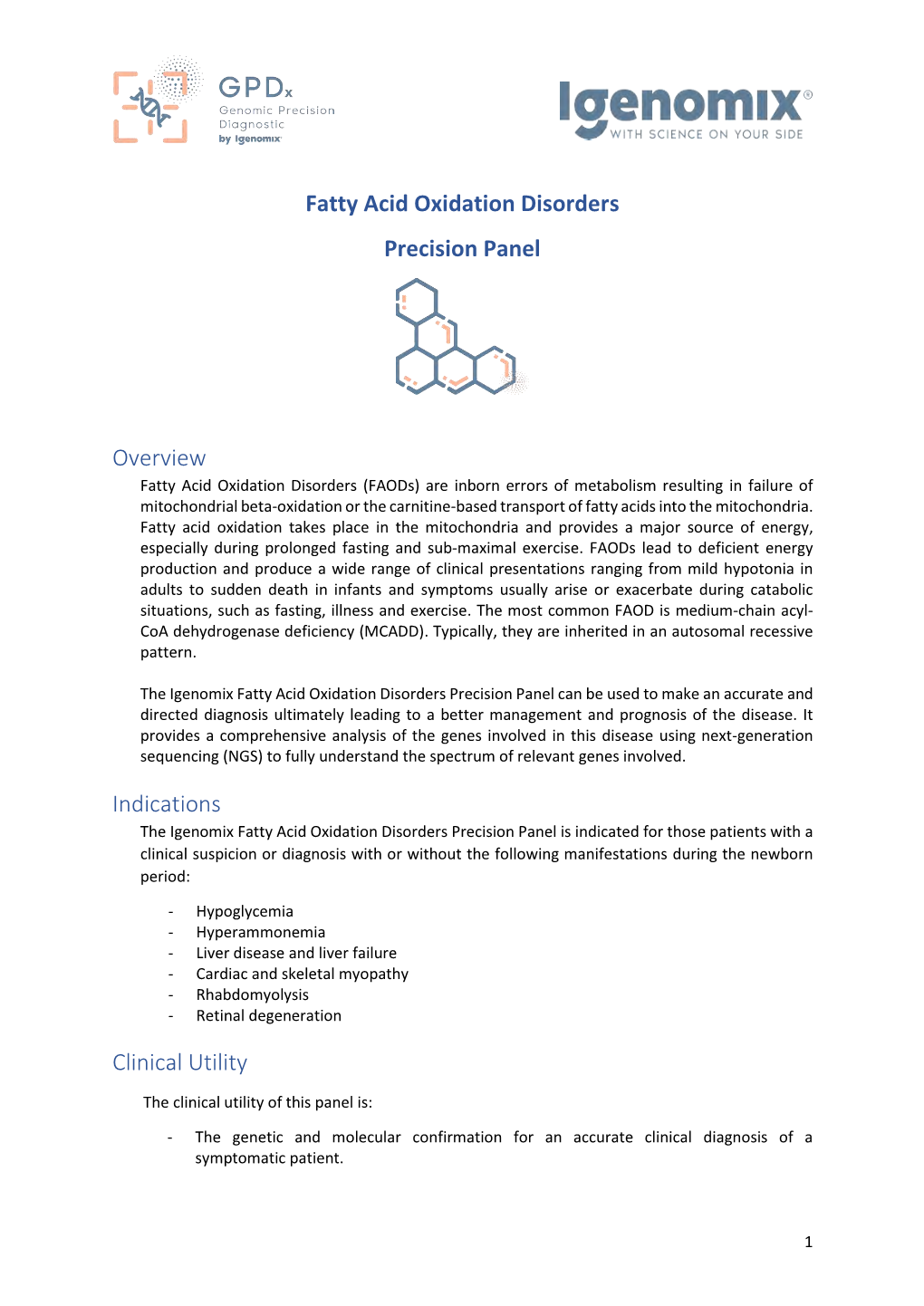 Fatty Acid Oxidation Disorders Precision Panel Overview